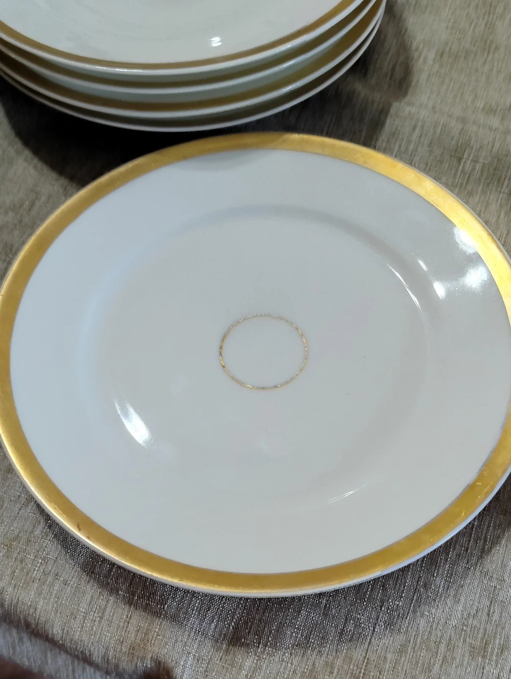 Haviland Limoges White and Gold Rim Porcelain Side Plate Wedding Ring Set Of 5